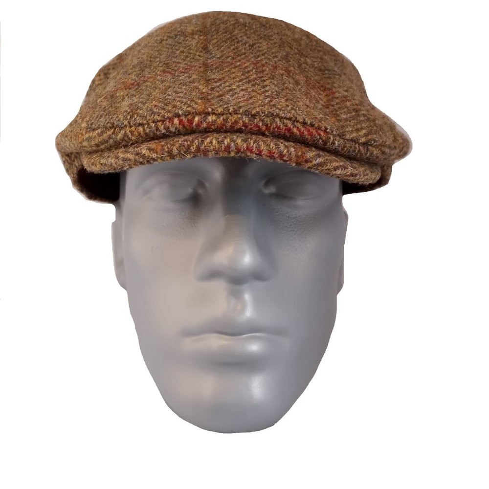Hartside HS14 Scottish Highland Harris Tweed® Flat Cap Olive-Gold - CHOOSE SIZE - Picture 3 of 12